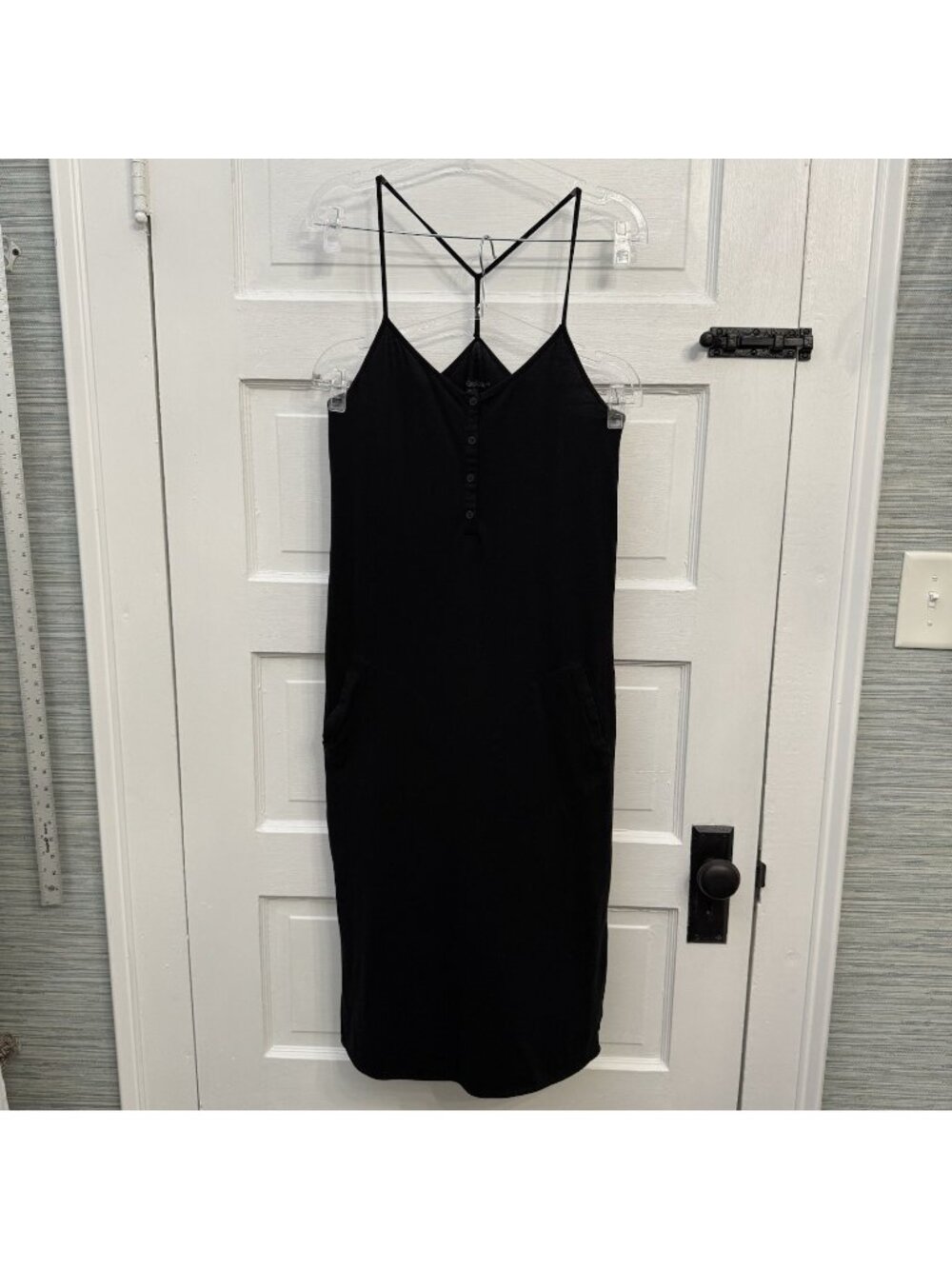 GapBody Pure Body Black Cotton Modal Maxi Dress XS Racerback Pockets